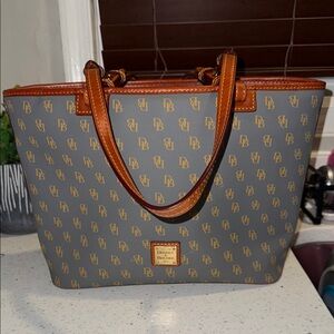 Dooney & Bourke Gray Brown Monogram Tote